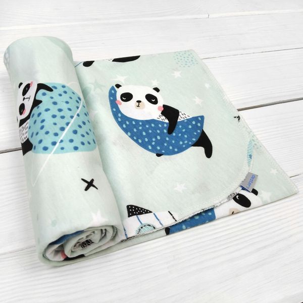 Дитяча пелюшка кулірна Panda 90 110см Ментол 102 фото