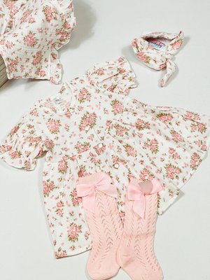 Муслінова сукня + пов'язка для дівчинки на 62 см Квіти Рожевий 38030 фото