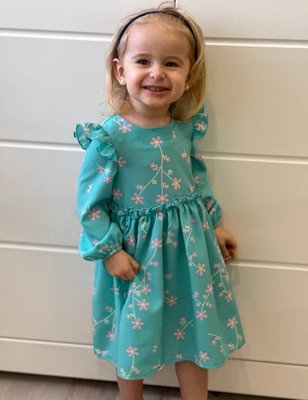 Дитяча сукня з тканини суперсофт Квіти 92 см Бірюзовий 37399 фото