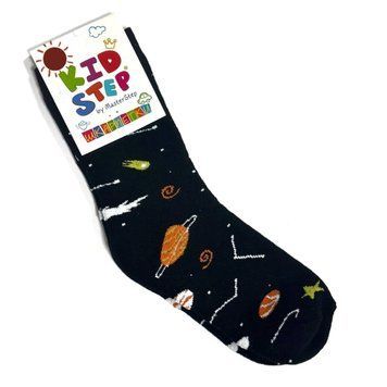 Дитячі махрові теплі шкарпетки KidStep Космос на 16-18 см (26-28 розмір) Чорний 41127 фото
