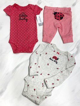 Детский комплект 3в1 от Carter's Божья коровка 68 см 6-9 мес Малиновый 30641 фото