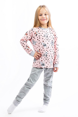 Дитяча піжамка для дівчинки з футеру з начосом (баєчка) 98 см Рожевий 30251 фото