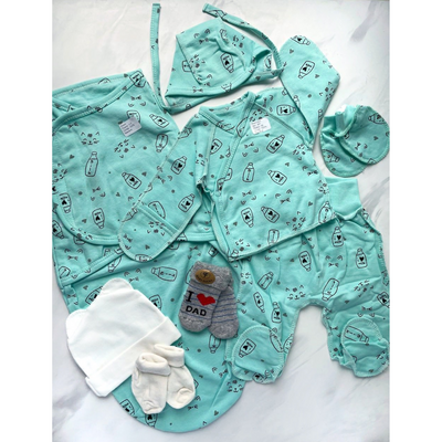 Комплект одягу 7в1 в пологовий для немовлят на баєчці Мілк 56 см Бірюзовий 30074 фото