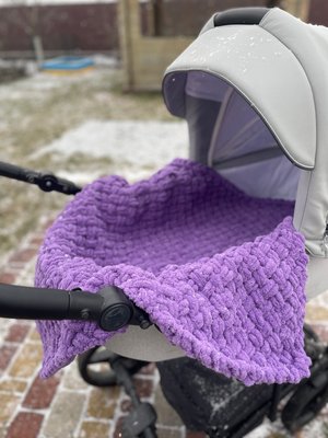 Плюшевий в'язаний дитячий плед "Плетінка" 80 на 80 см №437 Фіолетовий 2019 фото