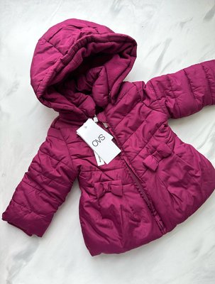 Дитяча зимова курточка на синтепоні OVS 68 см 6-9 міс Малиновий 30578 фото