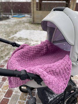 Плюшевий в'язаний дитячий плед "Плетінка" 80 на 80 см №28 Темно-рожевий 2020 фото