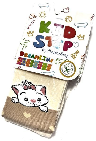 Дитячі демісезонні колготки KidStep Котик на 104-110 см Молочний 41914 фото