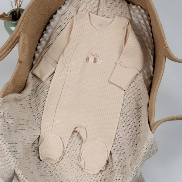 Детский человечек в родильный (рубчик) 56 см Hello Baby Бежевый 44350 фото