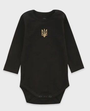 Патріотичний дитячий трикотажний боді з довгим рукавом Герб 86 см Чорний 41654 фото