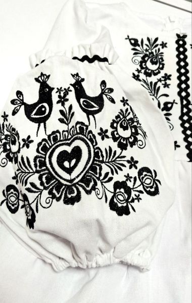 Сукня з льону для дівчинки з вишивкою на 116 см Білий/ Чорний 45144 фото